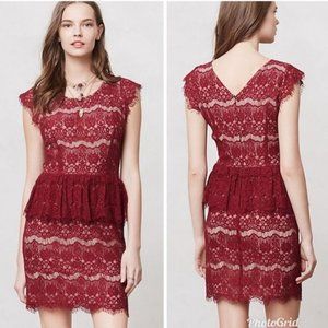 nwt | Maeve Red Lace Elsa Peplum Dress